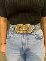Black & White belt with gold buckle