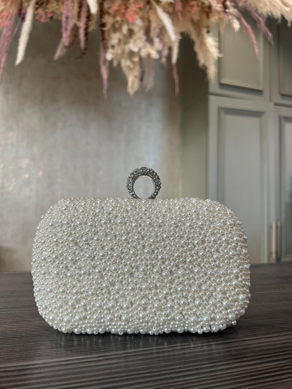 Ivory pearl clutch bag hotsell