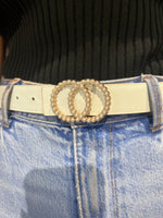 White pearl detail belt